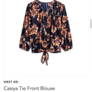 Stitch fix tie front blouse navy